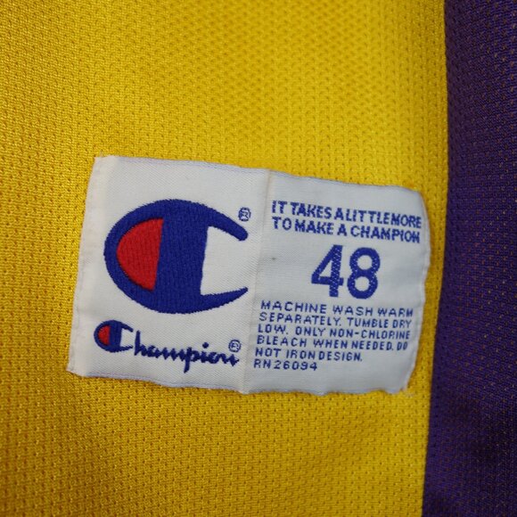 Vtg Los Angeles Lakers Kobe Bryant Yellow & Purple Champion NBA Jersey, Size XL - Picture 7 of 12